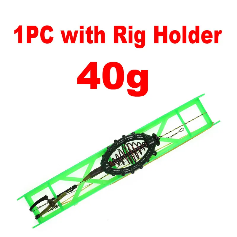Wifreo 1pc Carp Fishing Hair Rig Inline Method Feeder Rig 40g 50g 60g 70g Carp Coarse Fishing Hair Rig 2 Hooks Set Kits - Цвет: 40g with rig holder