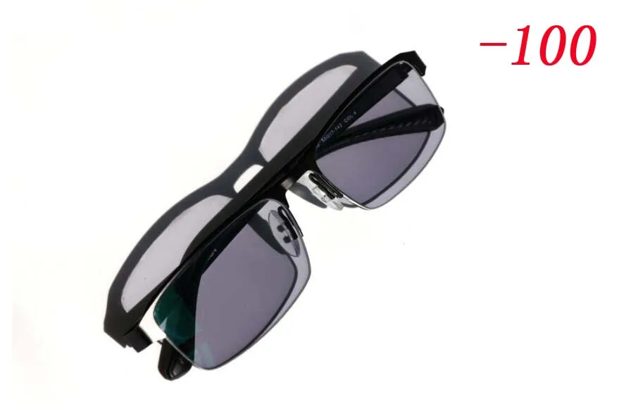 Transition Sunglasses Photochromic myopia Eyeglasses Finished myopia Glasses for Men Computer Optical Glasses Frame - Цвет оправы: -100