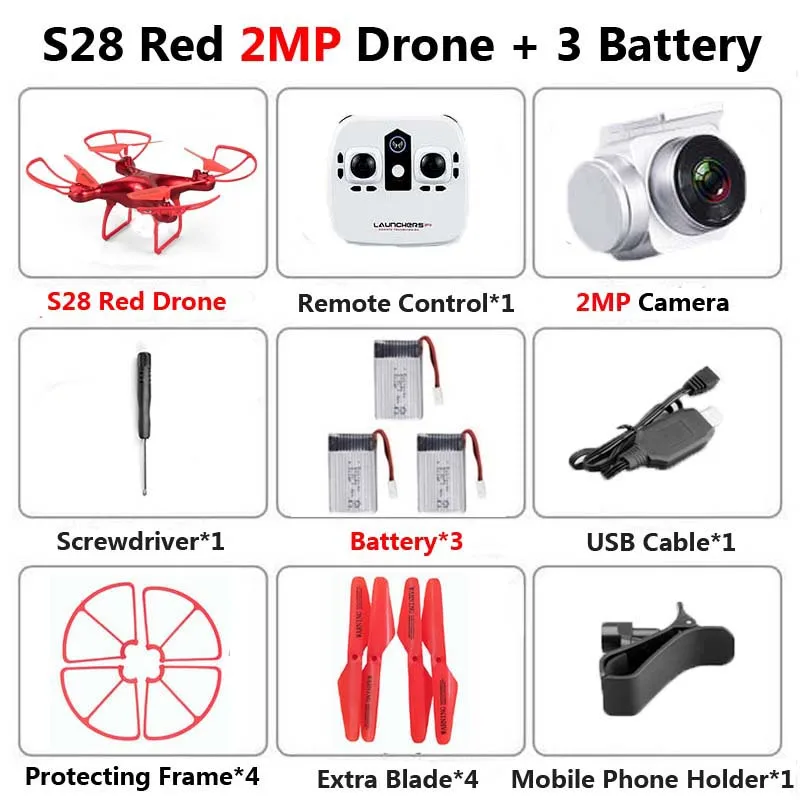 Red 2MP 3B Foam S28 Профессиональный беспилотник с камерой 1080P HD WiFi FPV высота удерживает широкий угол 20 мин полета RC Квадрокоптер Вертолет игрушки X5C XY4 - Цвет: Red 2MP 3B Foam