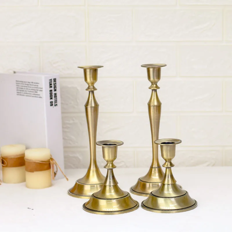 

Wedding Household European Style Alloy Ornaments Simple European Candle Holder Retro Bronze Color Metal Ornaments Crafts zhu Uni