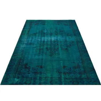 

Handmade Turquoise Vintage Overdyed Turkish Area Rug 166x261 Cm-5'5''X8'7''