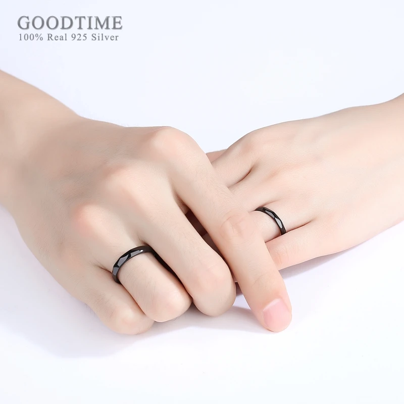 Noble Lover's Rings Real 925 Sterling Silver Rings Black Gold Color Sterling Silver Ring Couple Rings Jewelry Accessories Gift 4