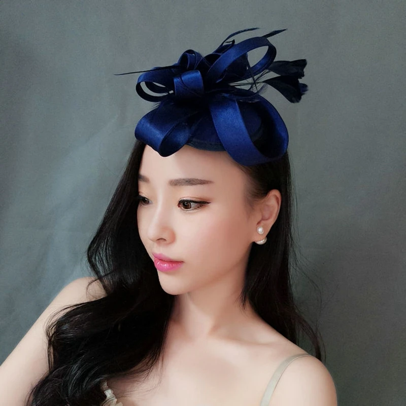 

Bridal Hats Wedding hat for bride Navy Blue Fascinators/headpiece/party Hat/ Elegant bridcage party hair accessories