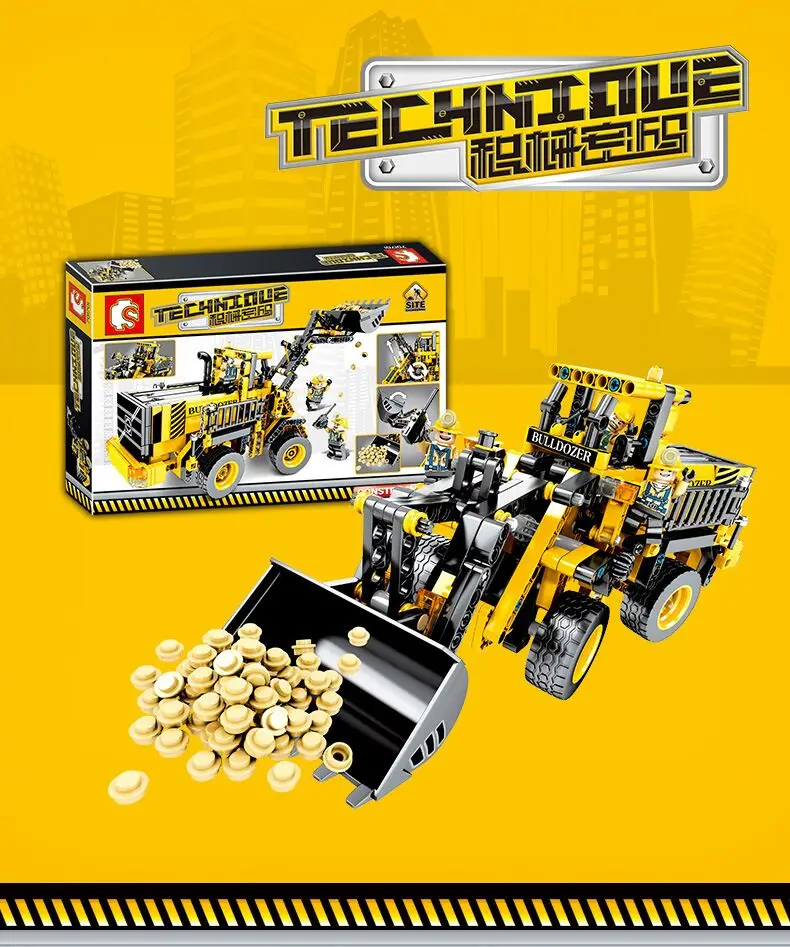 

688Pcs /Set Sale Free Shipping Building Block Model Hot Technics Pull Back Toys Bulldozer Figures Toys Gifts Kid 701701
