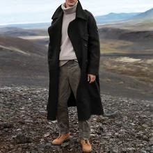 Флисовое пальто, мужская повседневная длинная куртка, мужской Тренч, уличная одежда, длинное пальто, однотонная мужская ветровка, Тренч, мужское теплое пальто