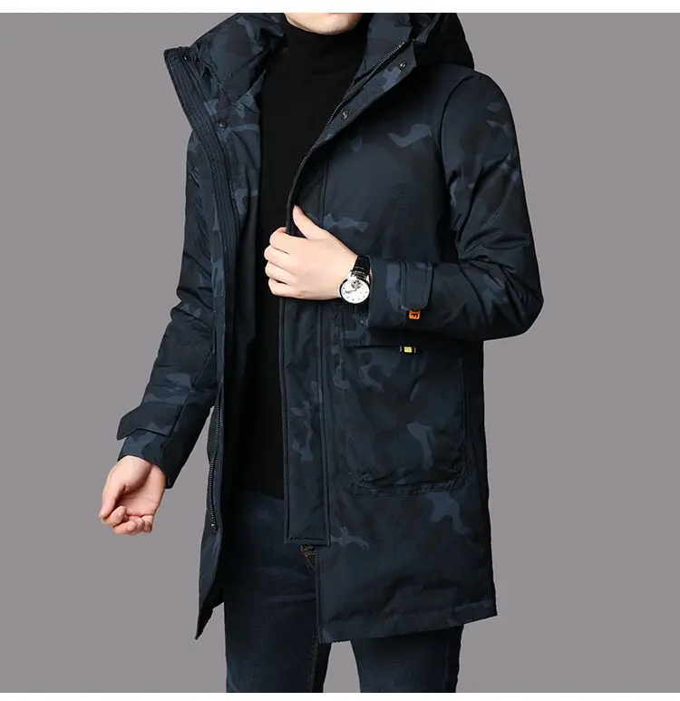 BATMO Зима Новое поступление 90% белый утиный пух куртки мужские, модные камуфляжные Печатные Длинные парки с капюшоном пальто, размер M-3XL