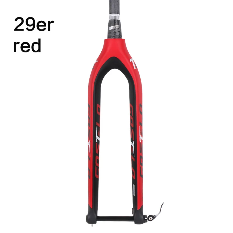 Costelo полностью углеродная mtb вилка 29er для горных велосипедов жесткая вилка для велосипедных частей через ось 15 мм Велосипедная вилка - Цвет: 29er red