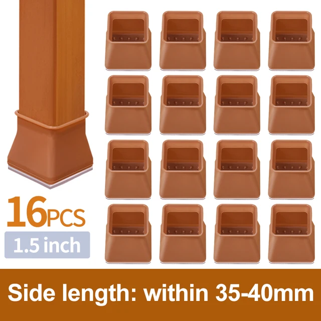 16PCS Chair Leg Cover Caps Felt Pads Furniture Feet Socks Silicone Round Square Anti Slip Table Leg Mat Floor Protectors Square 35-40mm