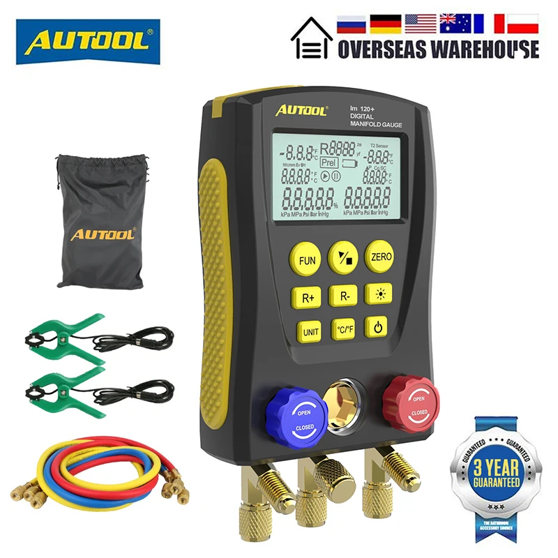 AUTOOL LM120+ HVAC Tools Refrigeration Tool Digital Manifold Tester Vacuum Temperature Meter