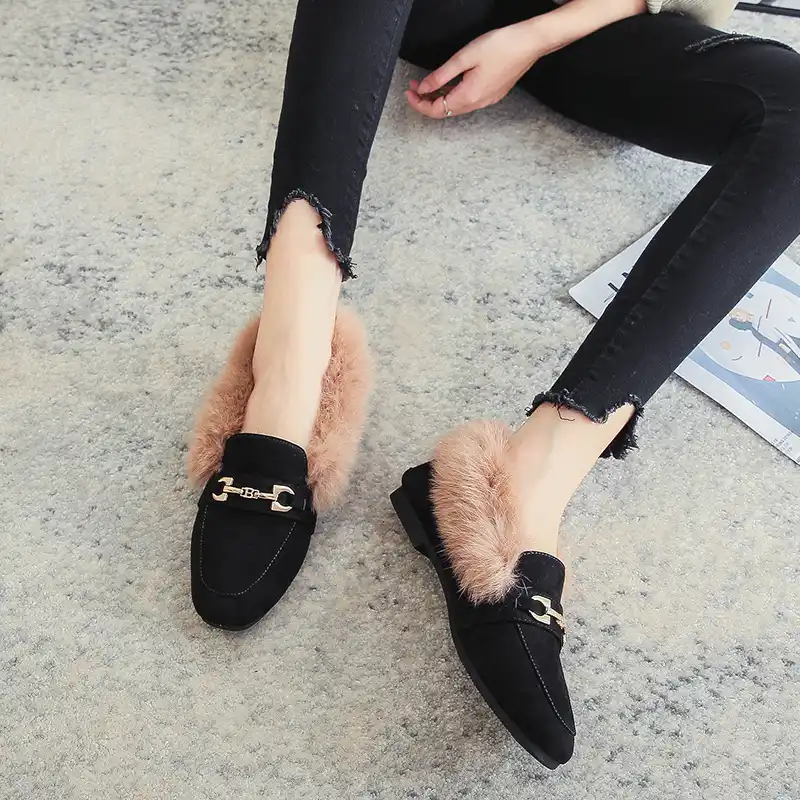 black flats with gold chain