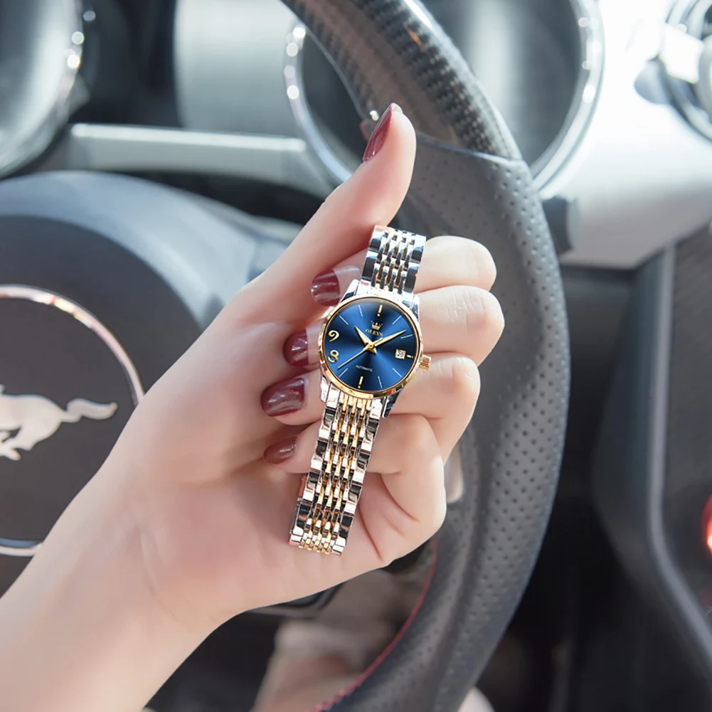 OLEVS Automatic Watch for Women Waterproof Stainless Steel Mechanical Watches Luxury Dress Self Wind Wristwatch Relogio Feminino 4