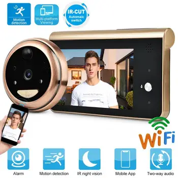 

Video Peephole Wifi 4.3 Inch Digital Door Camera Doorbell HD 720P Night Vision PIR Motion Detection 166 Degree Door Viewer Cloud