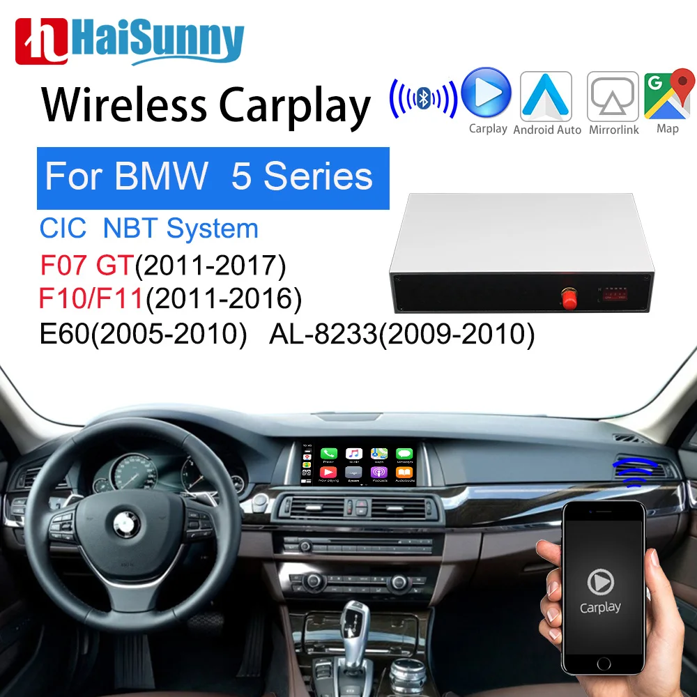 

Wifi Wireless BMW NBT CIC Apple Carplay For 5Series F10 F11 F07 F18 2009-16 Support Multimedia Player Android Mirror Reverse Cam