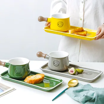 

Ceramic Pot Cereal Bowl Tableware Breakfast Bowl Pot Plate Snack Plate Milk Pot Wheat Bowl Korean-Style Breakfast Tableware