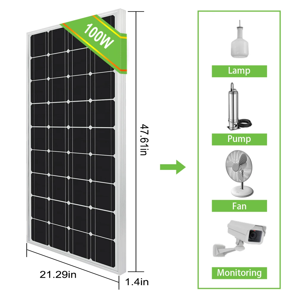 ECO WORTHY 10*100 Вт 12 в моно солнечная панель от сети зарядное устройство RV домашняя