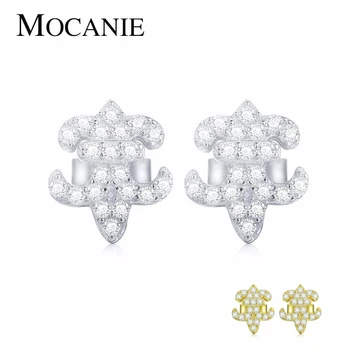 

Mocanie New Arrive 925 Sterling Silver Glittering Zircon Cute Elephant Stud Earring for Women Animal Ear Pin Fine Jewelry Gift
