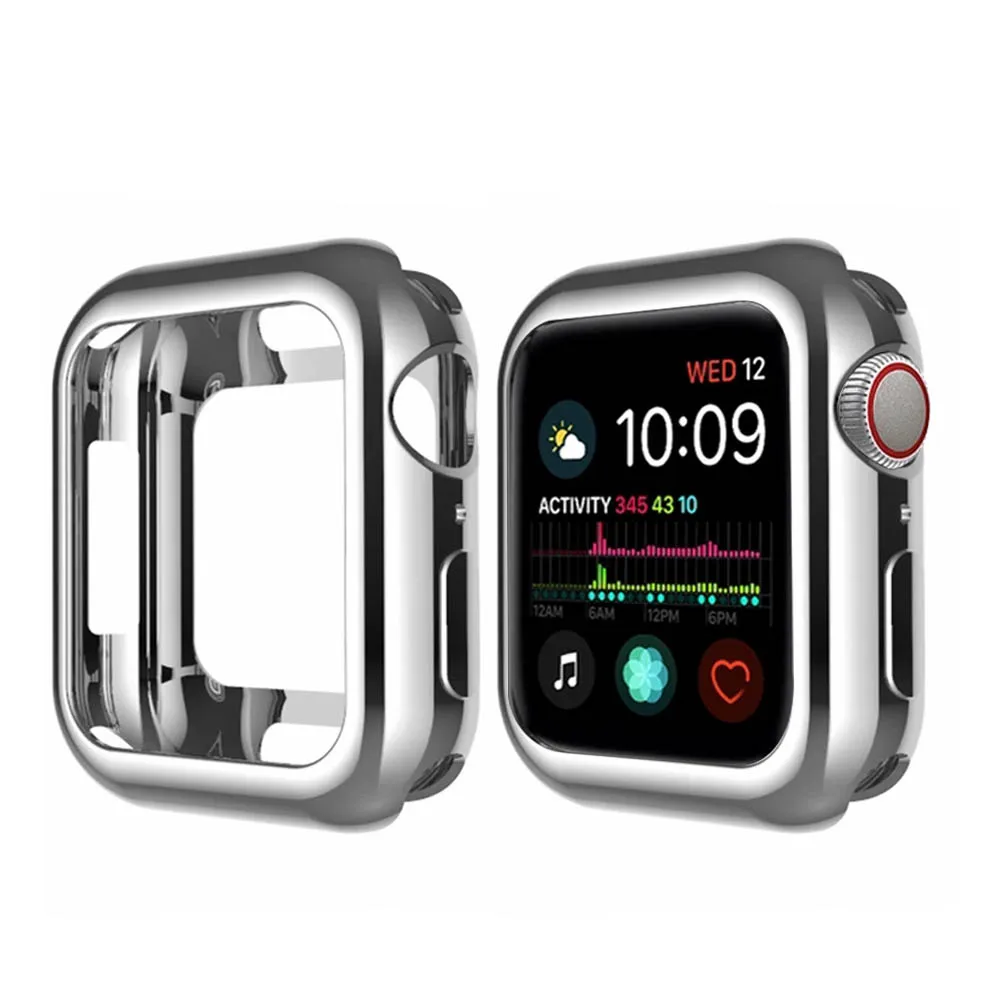 Тонкий мягкий чехол из ТПУ для Apple Watch Series 1 2 3 38 мм 42 мм защитный чехол с покрытием для iwatch Series 4 5 40 мм 44 мм - Цвет: Silver