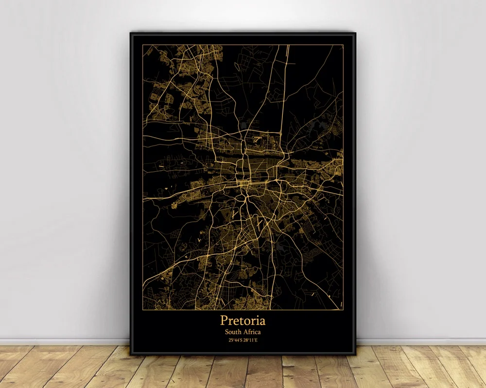 Pretoria republika po udniowej afryki czarne i z ote mapy wiat a miasta 