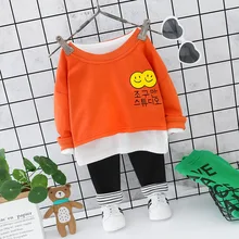 Брендовый Детский костюм с буквенным принтом белая футболка+ толстовка с капюшоном+ леггинсы комплект из 3 предметов для малышей, Одежда для новорожденных Повседневный Спортивный костюм для маленьких девочек