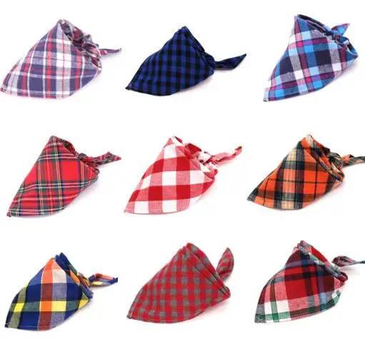 Bandanas de algodón para perro, bufanda de mascota grande, lazo lavable a cuadros, Collar, bufanda para perro y gato, accesorios grandes para perro