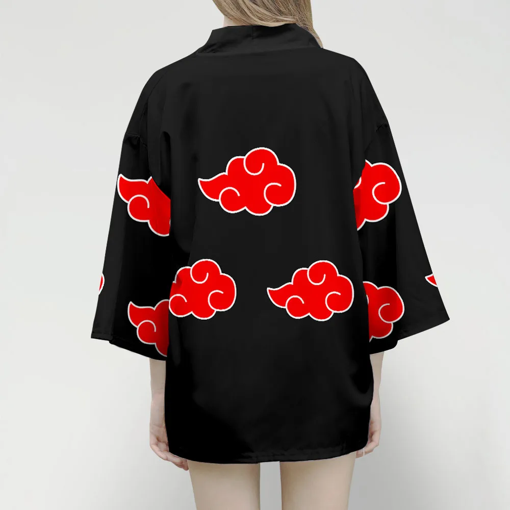 Кимоно Узумаки Акацуки женское с красным облаком японская рубашка жакет юката