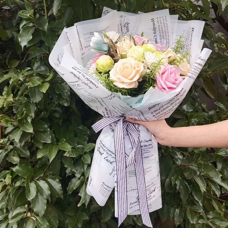 Модная английская буквенная полупрозрачная бумага букет для рукоделия подарочная оберточная бумага флорист поставки цветок Декор наклейки Скрапбукинг