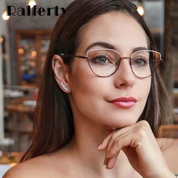 

Ralferty Vintage Eyeglasses Women'S Frame Cat Eye Glasses Female Grade Glasses No Diopter Spectacle Frames For Myopia F95553