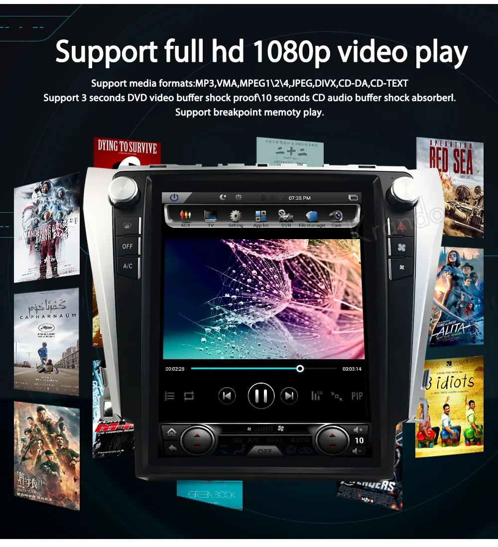 Top Krando Android 8.1 12.1" Tesla style Vertical screen car multimedia system GPS for Toyota Camry 2013-2016 gps navigation player 7