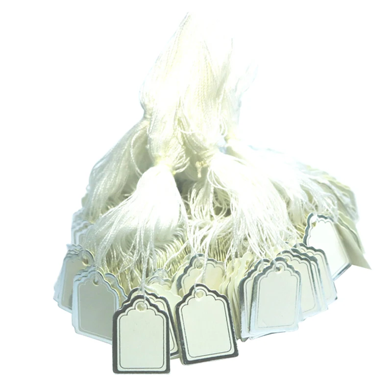 500 Pieces Jewelry Price Tags for Watch Clothing Display Supplies, White Square Price Marking Label with Silver Border