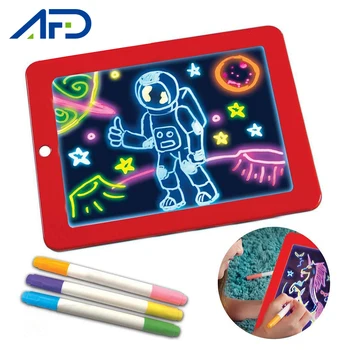 

3D Magic Pad LED Writing Board Creative Art Magic Drawing Board With Pen for Kids Children Clipboard Educational Painting Gift