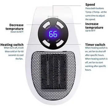 

Warm Air Plug-In Type Lcd Timing Small Mini Electric Hot Air Blower Office Home Heater Household Heater