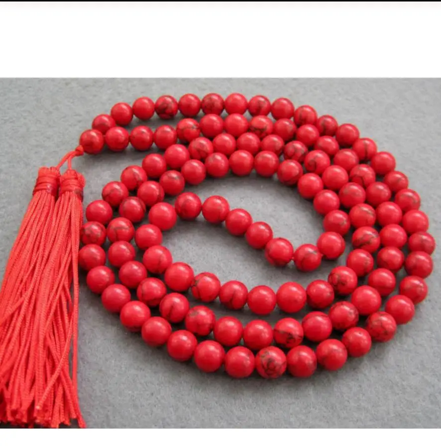 Free shipping Asia tibetan 108 Red Turquoise 10mm Beads Buddhist Prayer Necklace Mala | Украшения и аксессуары
