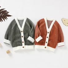 Spring Autumn Toddlers Knitted Sweaters Cardigan Baby Boys Girls V-neck Long Sleeve Single-breasted Outwear Casual Tops Coats