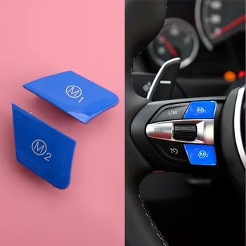 

2pcs/set Blue Steering Wheel M1 M2 Mode Button Switch Cover Cap Trim fit for BMW F30 F34 F15 F16 M Sports 2017 2018