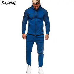SUKIWML мужской спортивный костюм, наборы 2019, новые осенние толстовки с длинными рукавами + штаны, комплект из 2 предметов, мужской спортивный