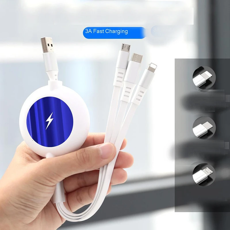 Vogek 3 в 1 USB удлинитель кабель для мобильного телефона Micro usb type C быстрое зарядное устройство кабель выдвижной портативный 3 в 1 линия передачи данных