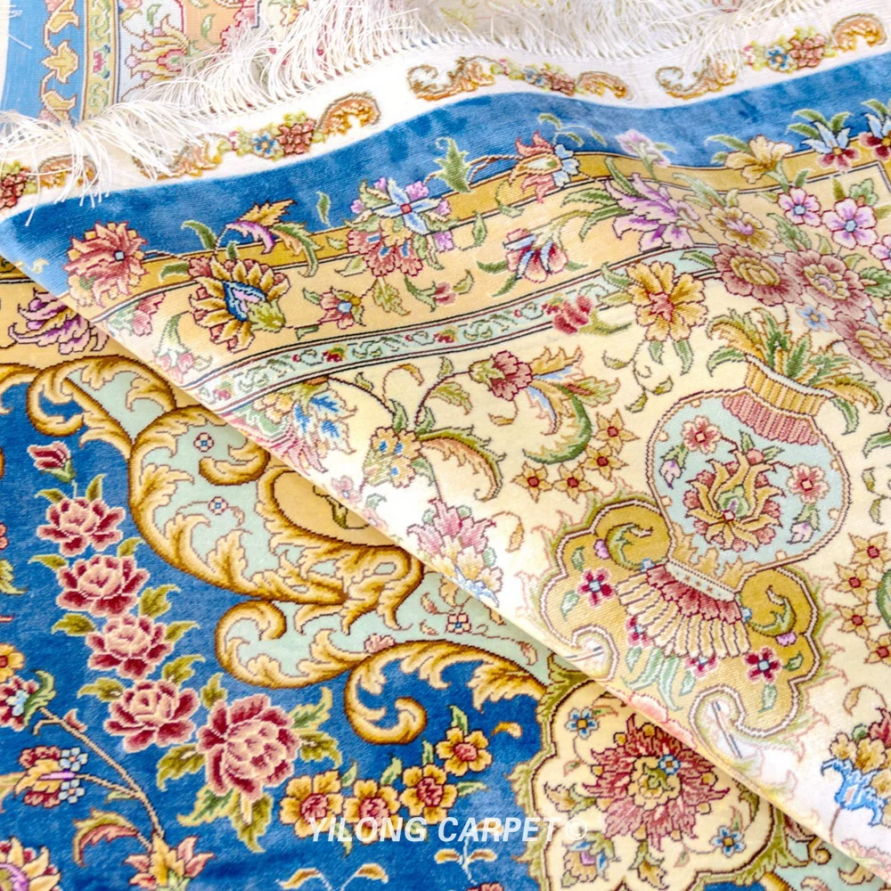 Yilong 9 'x 12' классический Турецкий Дизайн Синий Восточный ковер ручной работы
