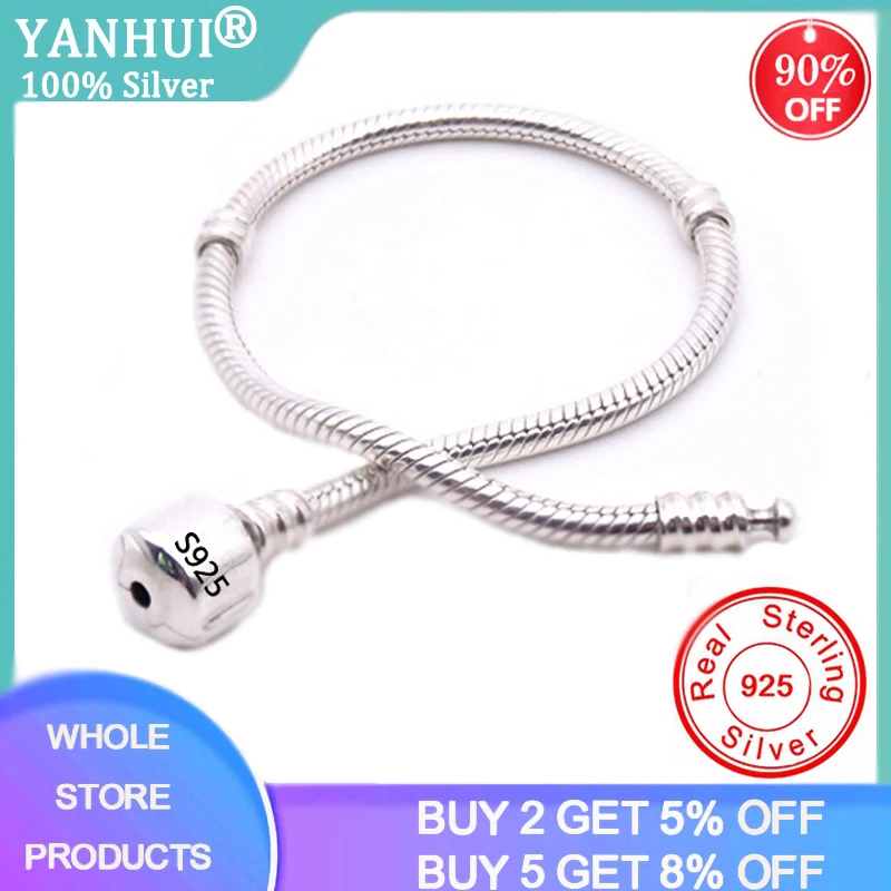 

BIG SALE Charming Original 925 Sterling Silver Snake Chain Bangle & Bracelet With Silver Certificate 16-23CM Bracelet for Women
