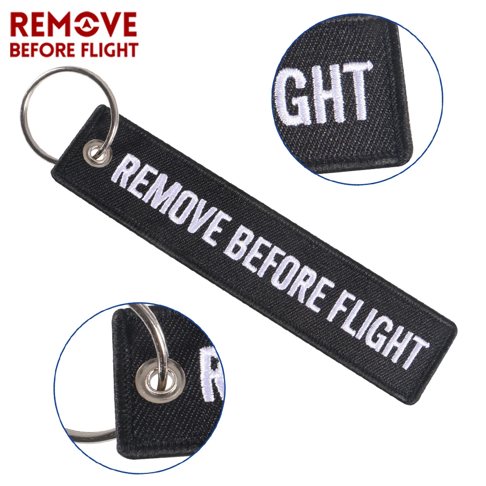 3 PCS Remove Before Flight Pilot Keychain Motorcycle Embroidery Key Chain Keyring Key Tags Label llaver For Aviation Gifts