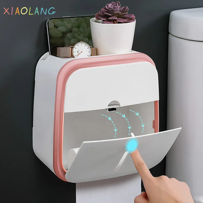 

Paper Holder Waterproof Wall Toilet Paper Holder Shelf Creative Tray Tissue Box Paper Tube Storage Box for Bathroom Kitchen