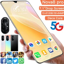 Nova8pro – Smartphone Android 10, Version globale, écran HD de 7.1 pouces, 12 go de RAM, 512 go de ROM, double SIM + SD 