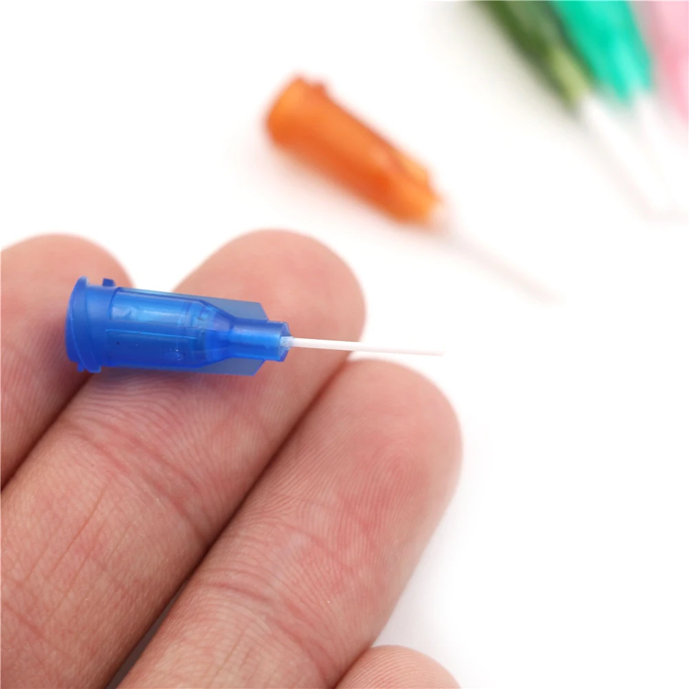 6pcs 14G-25G DIY Plastic Mixed Syringe Needle Tips Blunt Dispensing Syringe Flexible Tip For Glue Dispenser 6 Colors