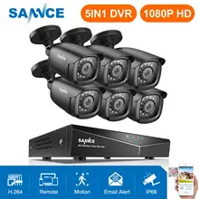 SANNCE 8CH 1080P HDMI выход CCTV системы 6 шт 1080P TVI домашние камеры видеонаблюдения водонепроницаемый ИК ночного видеонаблюдения комплект