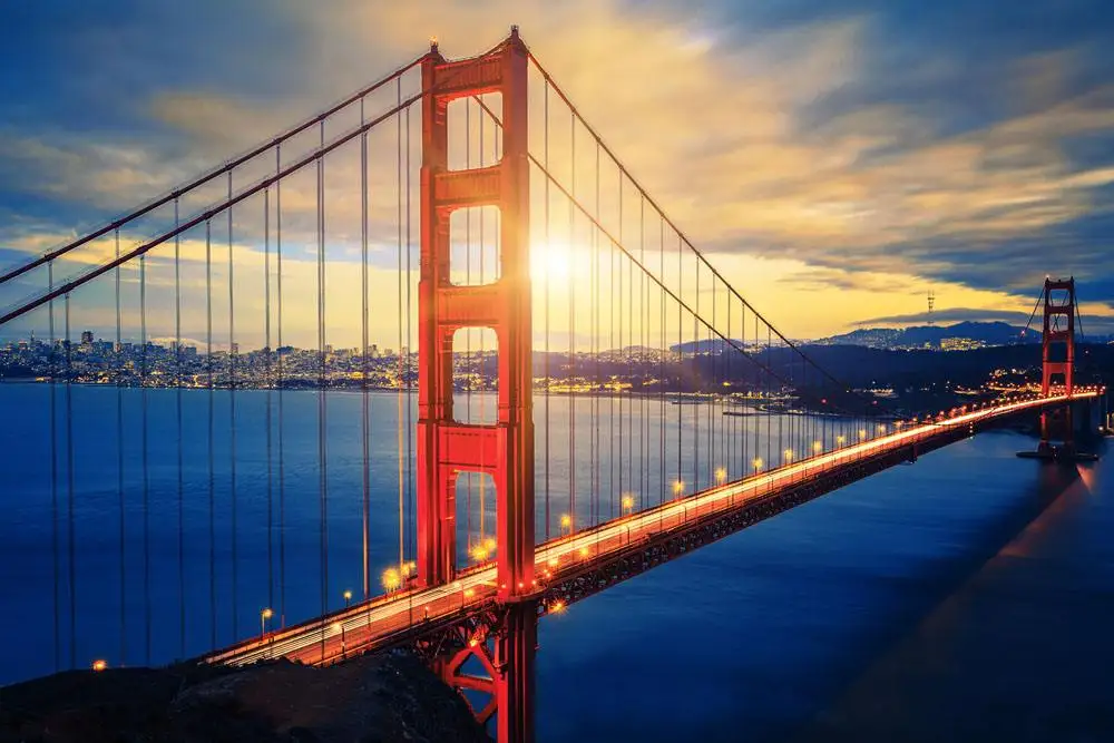 5d full Square Golden Gate Bridge Christmas Picture Diamond Mosaic Embroidery 3D City Night Scene Painting Room Decor | Дом и сад