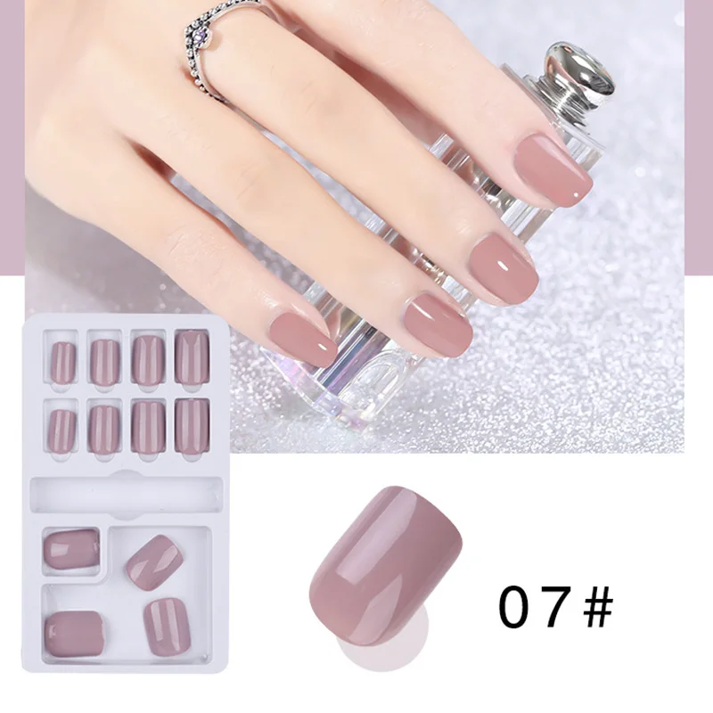 Горячая 12 шт поддельный дизайн ногтей съемный носимый сплошной цвет поддельный дизайн ногтей