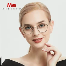 Meeshow Оправа очков из титанового сплава женские круглые очки Европа близорукость рецепт очки 7900
