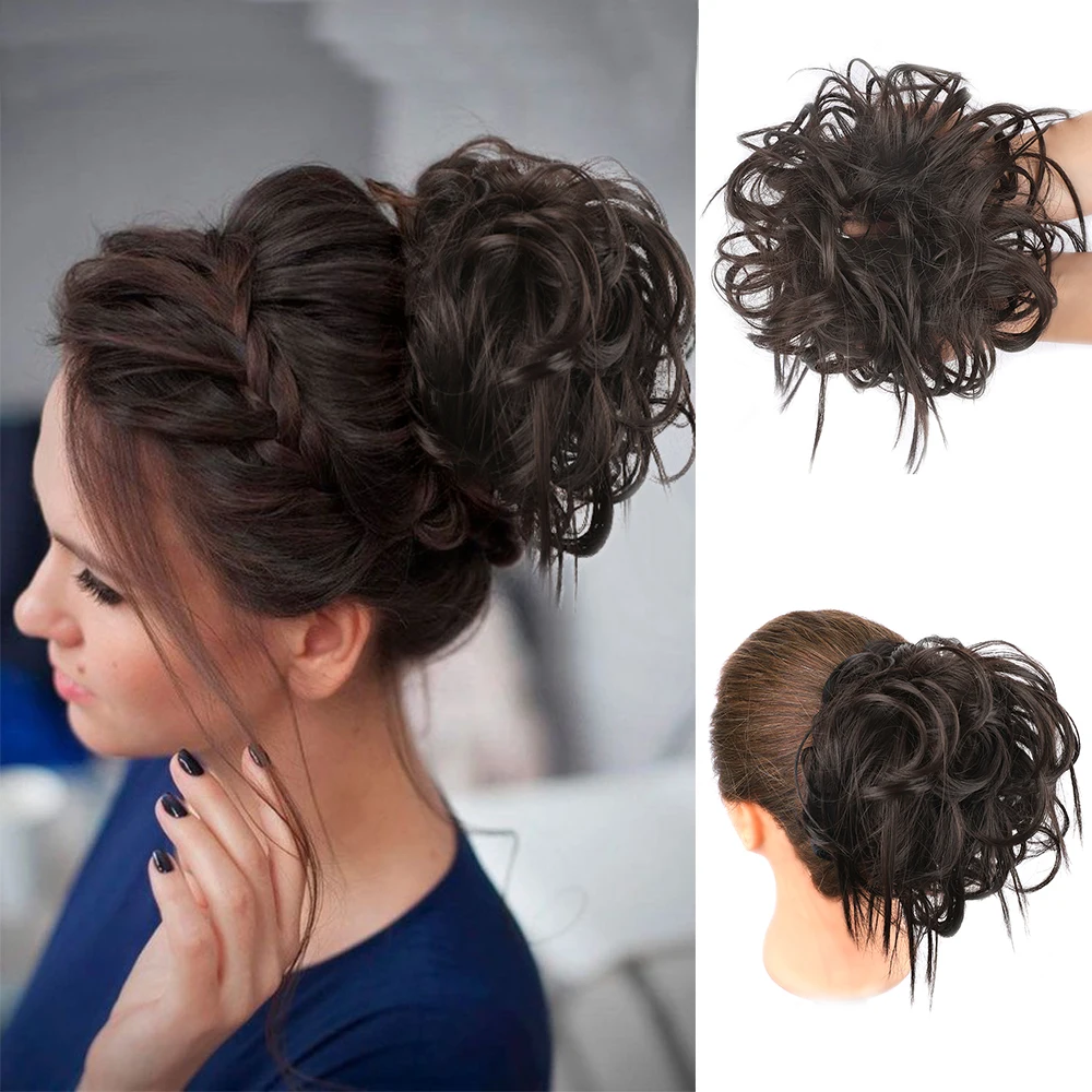 Messy Hair Bun Scrunchie Chignon Donut For Women Hairpiece