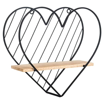 

Floating Shelf Wall Mounted Heart Shaped Storage Rack Wall Decoration, for Living Room Bedroom Bathroom Office,Black