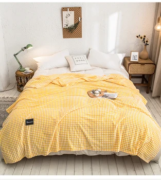 

NEW soft plaid yellow throw blanket for sofa decoration warm 70x100cm small waffle blanket travel airplane dropshipping