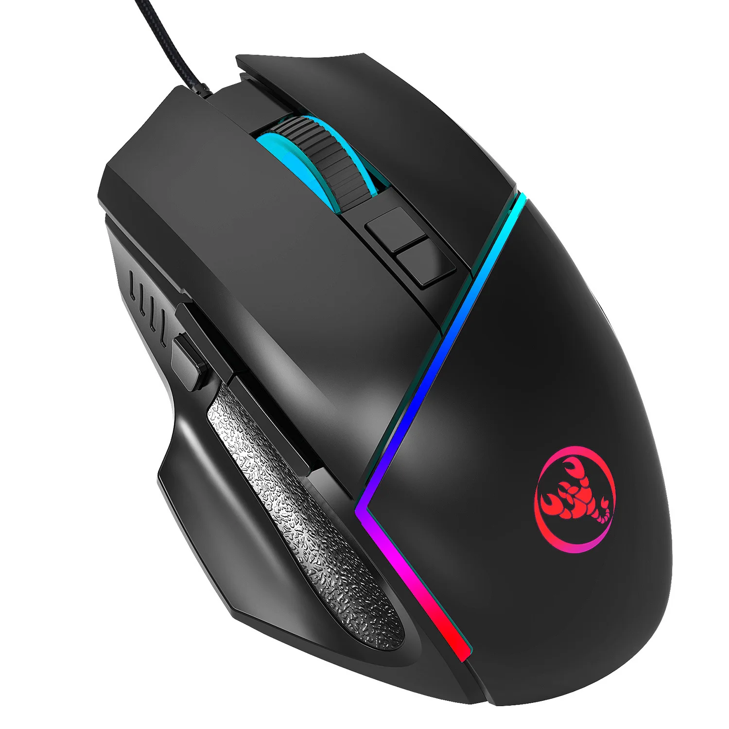 

HXSJ A876 Adjustable Wired Gaming Mouse Colorful Breathing Light Optical Ergonomics Gaming Mouse 6400DPI DPI for PC Laptop